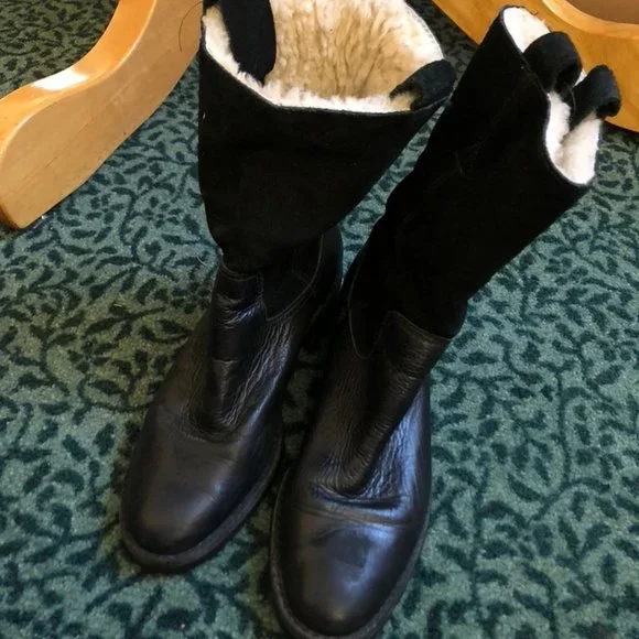 Ralph Lauren Freja Black Leather Winter Boots Sz 4.5 - Picture 2 of 12